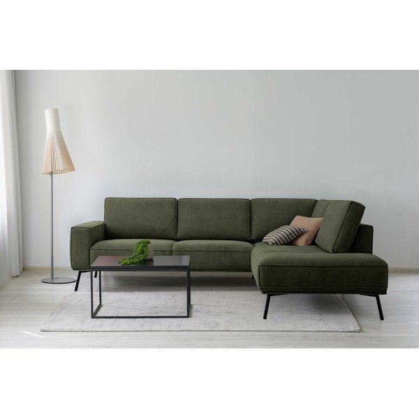 Tamno zelena kutna garnitura od šenila (s desnim kutom/u obliku slova L) Amsterdam – Scandic-image-1