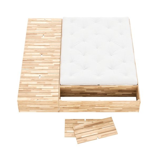 Bračni krevet od masivnog bora s prostorom za odlaganje s podnicom 160x200 cm u prirodnoj boji Basement Bed – Karup Design-image-4