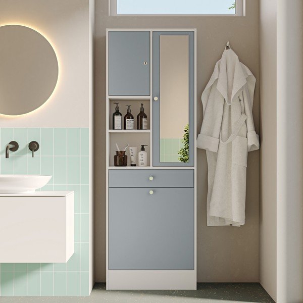 Bijeli/sivi kupaonski ormarić 63x181 cm Combi – TemaHome-image-4