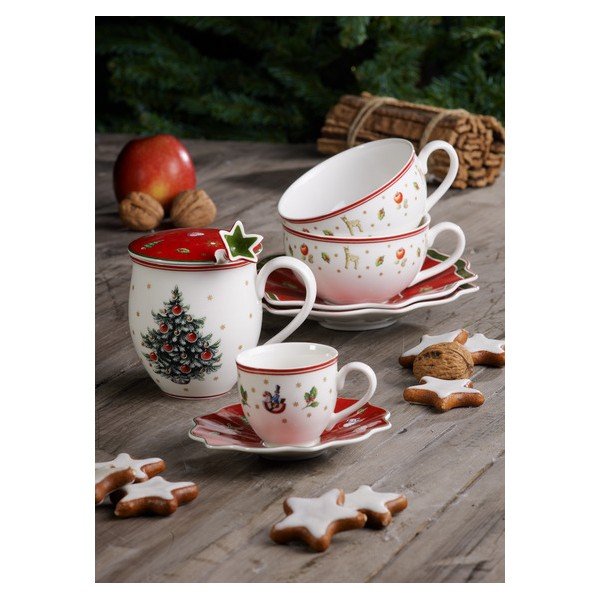 Crveno bijela porculanska šalica s tanjurićem s božićnim motivom Villeroy & Boch, 0,3 l-image-2