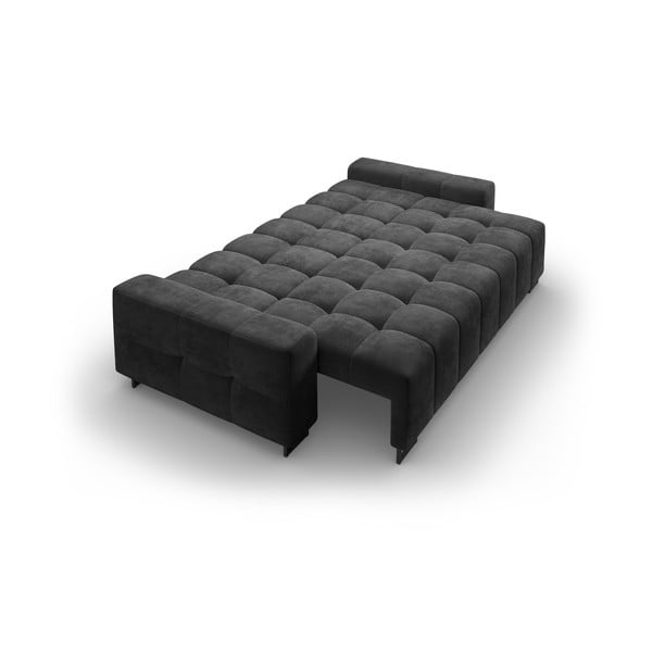 Tamno siva baršunasti sklopiva/s prostorom za odlaganje sofa 250 cm Wicklow – Cosmopolitan Design-image-4