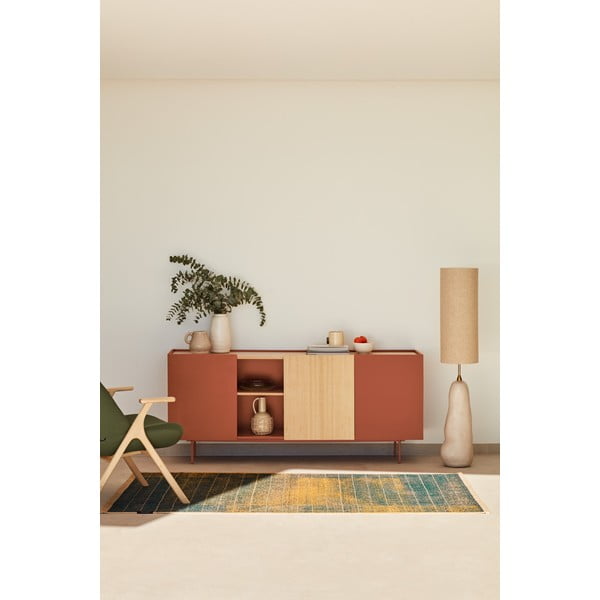 Ciglasta/u prirodnoj boji niska komoda u dekoru hrasta 180x78 cm Otto – Teulat-image-1