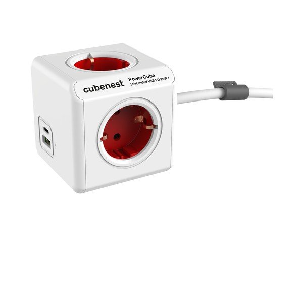 Razdjelnik utičnica 13 cm PowerCube Extended USB Schuko – Cubenest