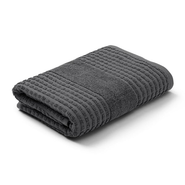 Tamno sivi ručnik od organskog pamuka od frotira 50x100 cm Check – JUNA-image-2