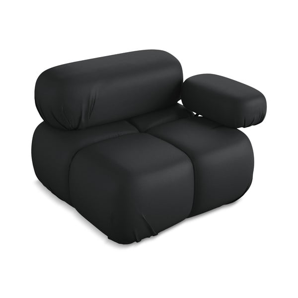 Crna modularna sjedeća garnitura od imitacije kože (s desnim kutom) Lokua – Makamii-image-3