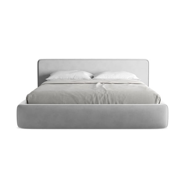 Sivi tapecirani bračni krevet s prostorom za odlaganje s podnicom 180x200 cm Kiana – Makamii-image-4