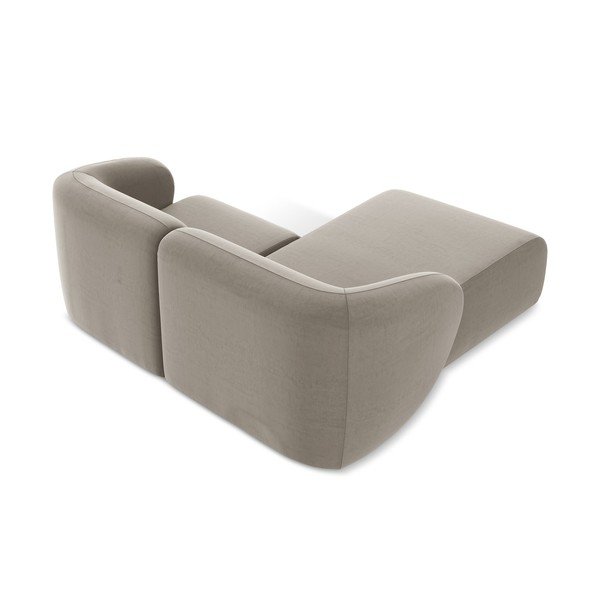 Svjetlo smeđa baršunasti kutna garnitura (s lijevim kutom/s ležaljkom) Lani – Makamii-image-3