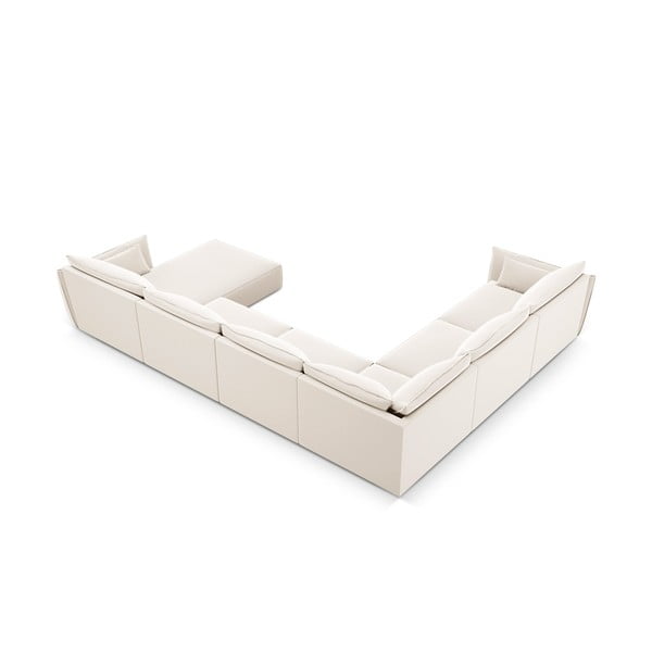 Bež baršunasti kutna garnitura (s lijevim kutom/u obliku slova "U") Vanda – Mazzini Sofas-image-3