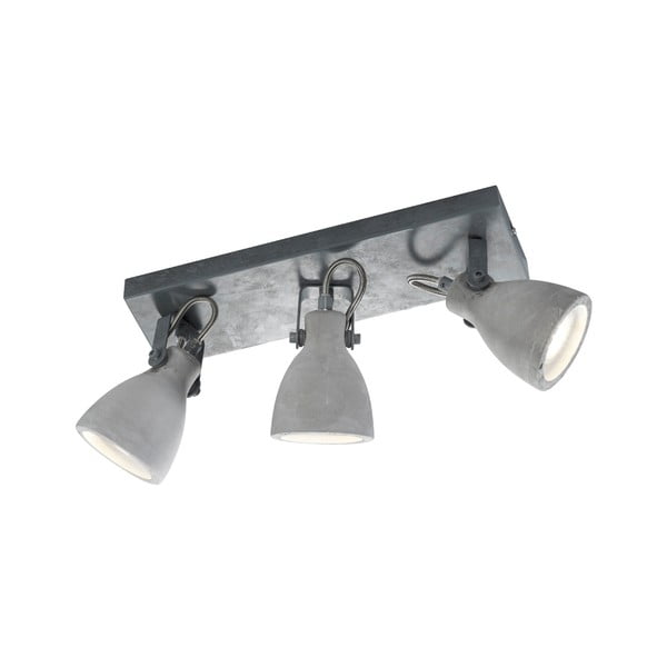 Zidna siva lampa za 3 Trio Concrete žarulje, dužine 35 cm