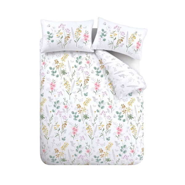 Bijela posteljina za bračni krevet 200x200 cm Emilia Floral – Catherine Lansfield-image-2