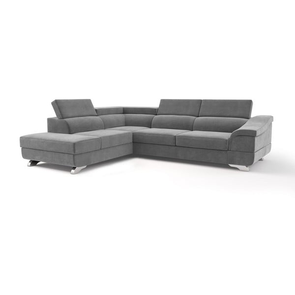 Sivi kauč na razvlačenje sa baršunastim pokrivačem Windsor &amp; Co Sofas Apollon, lijevi kut