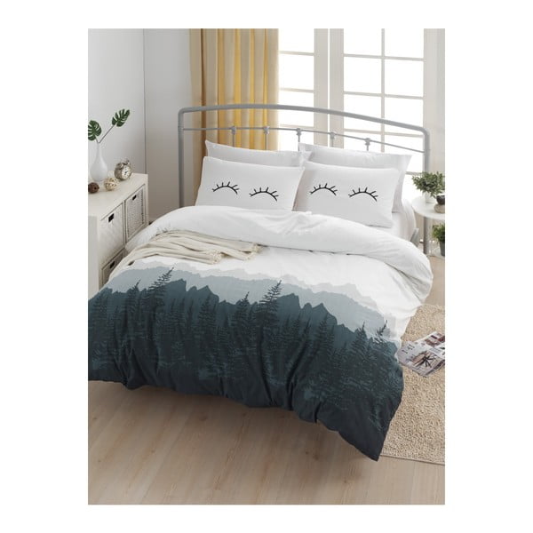 Posteljina s posteljinom za bračni krevet od pamuka Mijolnir Eyelash Bijela, 160 x 220 cm