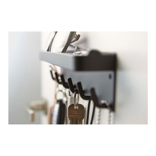 Crni stalak za kapute s policom za ključeve YAMAZAKI Smart-image-3