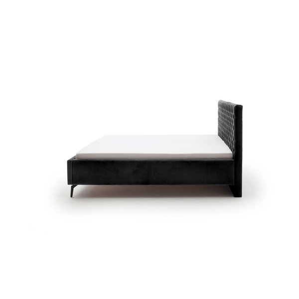 Crni tapecirani bračni krevet s prostorom za odlaganje s podnicom 180x200 cm La Maison – Meise Möbel-image-3