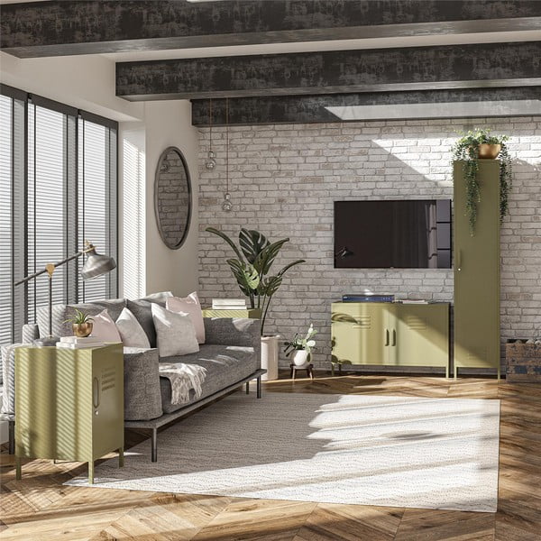 Kaki zeleni metalni noćni ormarić Bradford – Støraa-image-1