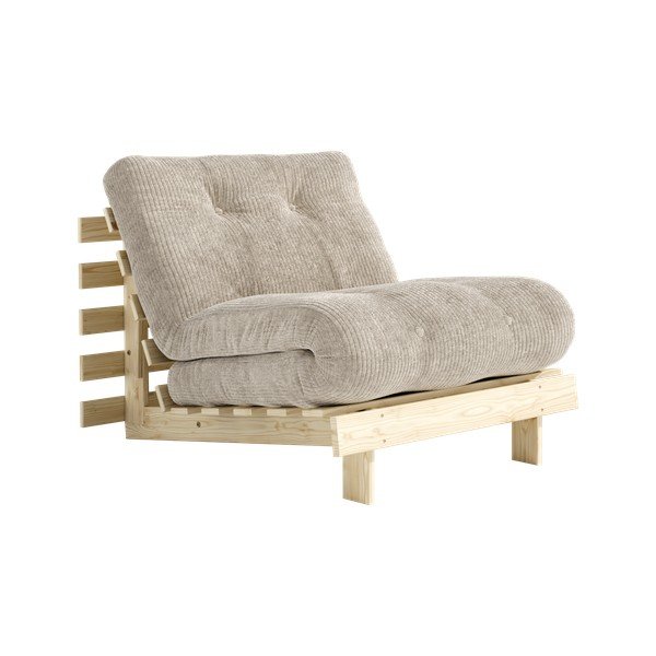 Krem futon fotelja na rasklapanje od samta Roots – Karup