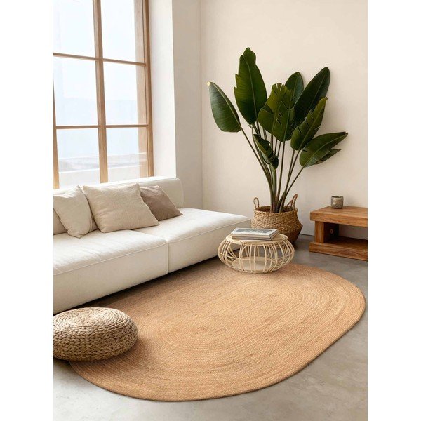 Obostrani/ručno rađen juten tepih u prirodnoj boji 160x230 cm Braided – Hanse Home-image-1