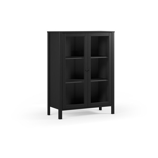 Crna vitrina od masivnog bora 90x120x40 cm Alessandra – Marckeric