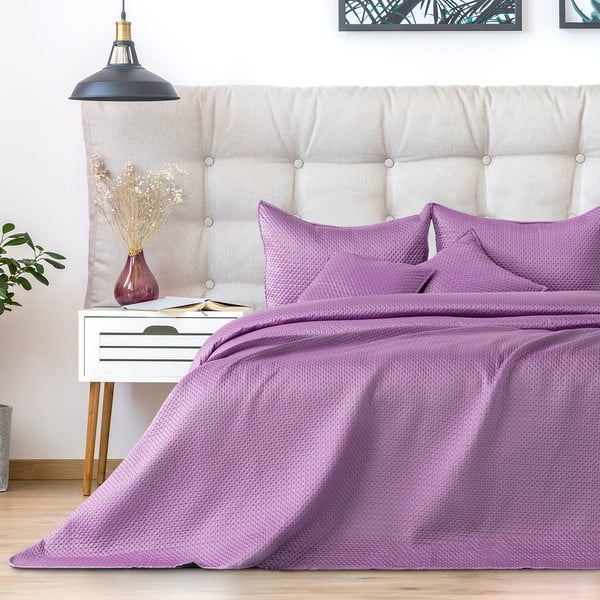Svijetlo ljubičasti prekrivač za krevet za jednu osobu DecoKing Carmen, 210 x 170 cm