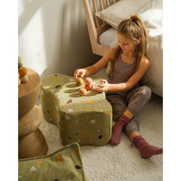 Zeleni dječji tabure od bouclé tkanine/od šenila Terrazzo Cloud – Wigiwama-image-1