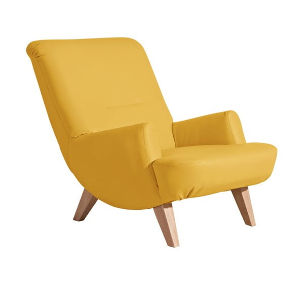 Žuta fotelja od imitacije kože Max Winzer Brandford
