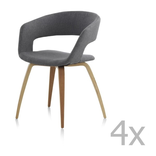 Set od 4 drvene blagovaonske stolice s presvlakom u obliku guske sive boje