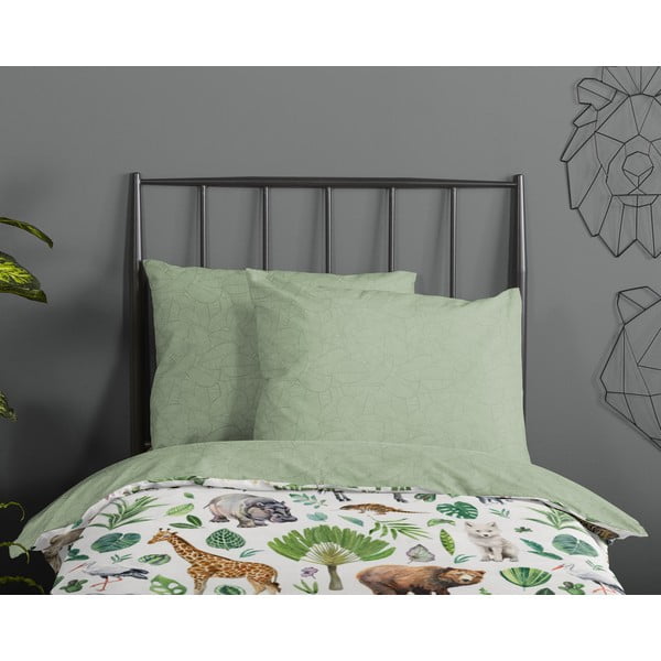 Zelena pamučna dječja posteljina za krevet za jednu osobu 140x200 cm Samba – Good Morning-image-2