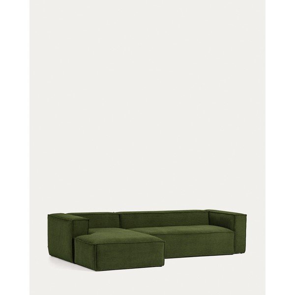 Zelena kutna garnitura od samta (s lijevim kutom/s ležaljkom) Blok – Kave Home-image-2