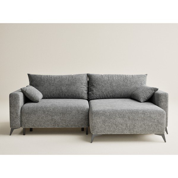 Siva sklopiva/s prostorom za odlaganje kutna garnitura od šenila (s desnim kutom/s ležaljkom) Leon – Maison de Rêve-image-2