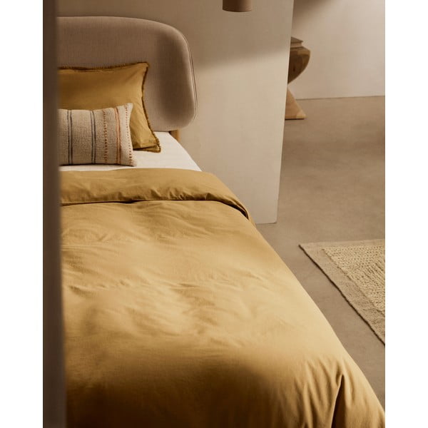 Senf žuta posteljina za bračni krevet/za produženi krevet od pamučnog perkala 260x240 cm Sifinia – Kave Home-image-2