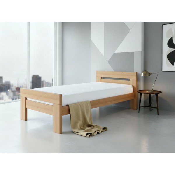 Krevet od masivne bukve s podnicom 90x200 cm u prirodnoj boji Fiorentino – B.E.S.-image-1