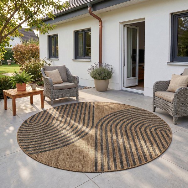 Crni/smeđi okrugao unutarnji i vanjski tepih ø 160 cm Mira 1453 – Ayyildiz Carpets-image-1
