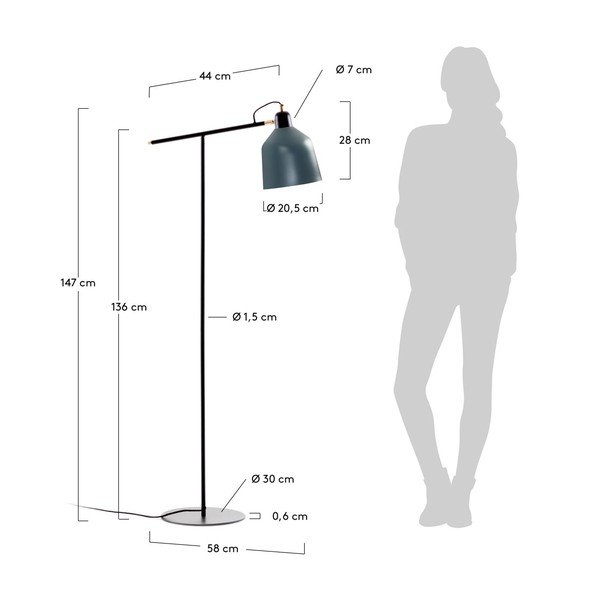 Petrolej zelena stojeća svjetiljka s metalnim sjenilom (visina 147 cm) Olimpia – Kave Home-image-3