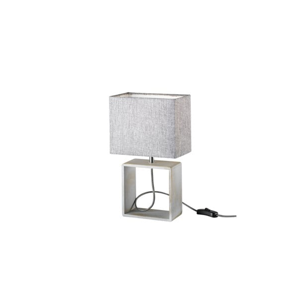 Siva stolna lampa od prirodnog drveta i tkanine Trio Tick, visina 34 cm