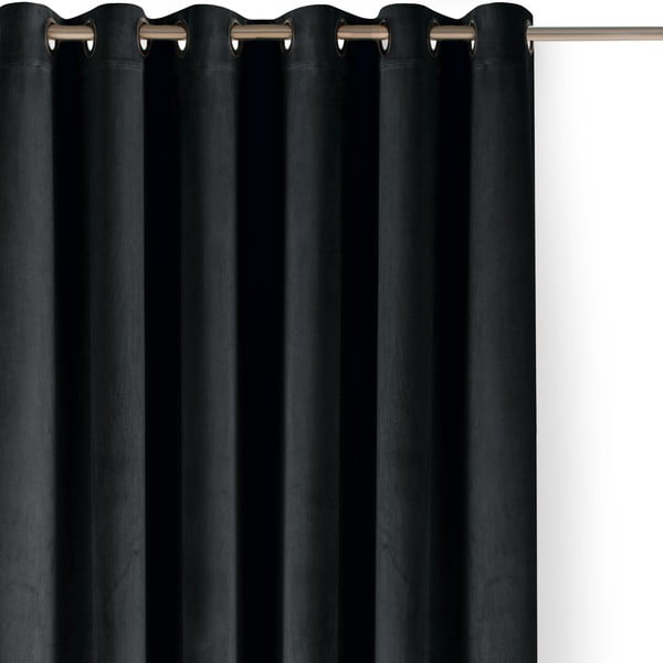 Crna zavjesa za djelomično zamračenje od samta 400x250 cm Velto – Filumi