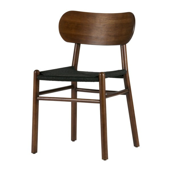 Tamno smeđa trpezarijska stolica od gumenog drveta sa sjedalom od ratana BePureHome Jointly