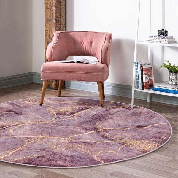 Ružičasti periv/pogodan za robotski usisavač okrugli tepih ø 80 cm Comfort – Mila Home-image-1