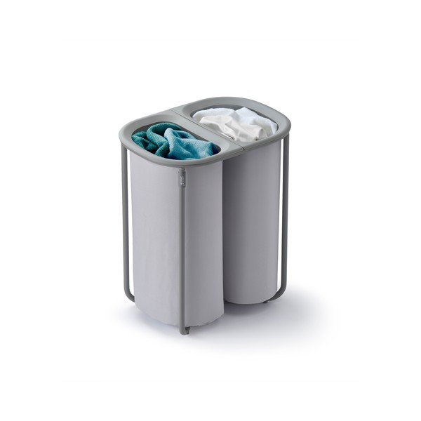 Svijetlo siva tekstilna košara za rublje 2x40 l Duo – Joseph Joseph