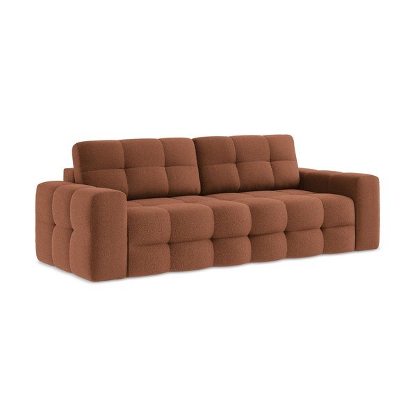 Sklopiva sofa od bouclé tkanine boja terakote 255 cm Milu – Makamii-image-1