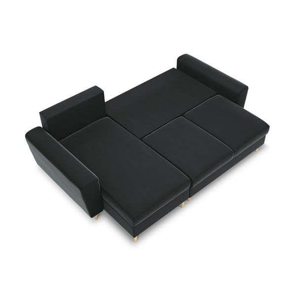 Tamno siva baršunasti sklopiva/s prostorom za odlaganje kutna garnitura Kyoto – Cosmopolitan Design-image-1