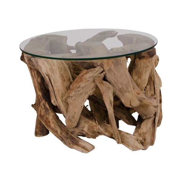 Smeđi okrugao stolić za kavu sa staklenom pločom stola ø 60 cm Grand Canyon – House Nordic-image-1