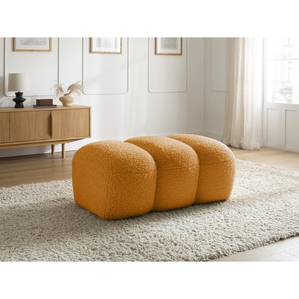 Senf žuti tabure od bouclé tkanine Hippolyte – Bobochic Paris-image-1