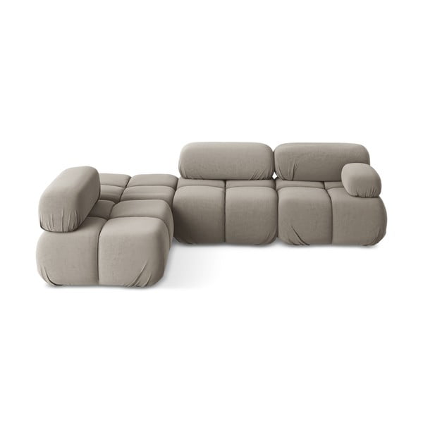 Bež baršunasti kutna garnitura (s lijevim kutom) Lokua – Makamii