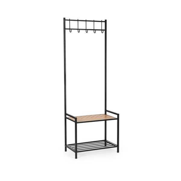 Crna/u prirodnoj boji metalna zidna vješalica s policom 64,5 cm Haldor – Yes Everyday