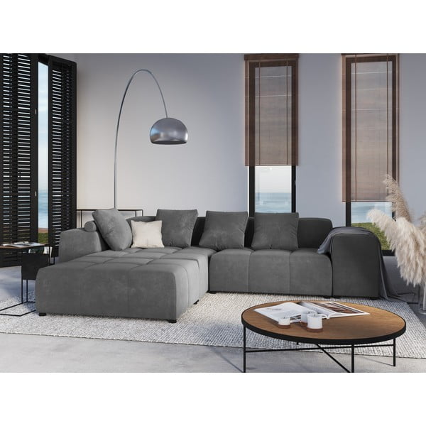 Sivi baršunasti naslon za modularnu sofu Rome Velvet - Cosmopolitan Design-image-4