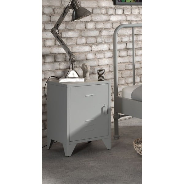 Sivi metalni noćni ormarić Bronxx - Vipack-image-1