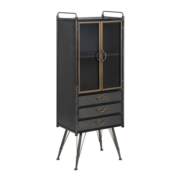 Crna metalna vitrina 58x150 cm Brick – Ixia