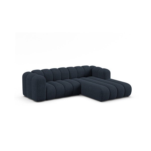 Tamno plava kutna garnitura od šenila (s desnim kutom/s ležaljkom) Lupine – Micadoni -image-1