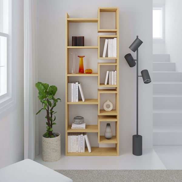 Bijela/u prirodnoj boji biblioteka u dekoru hrasta 60x168,5 cm Eladi – Marckeric-image-4