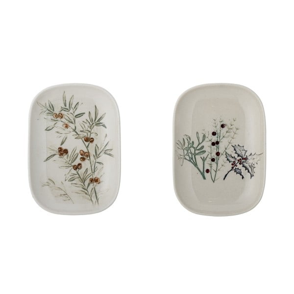 Bijeli desertni tanjuri u setu 2 kom s božićnim motivom od kamenine Hollie – Bloomingville